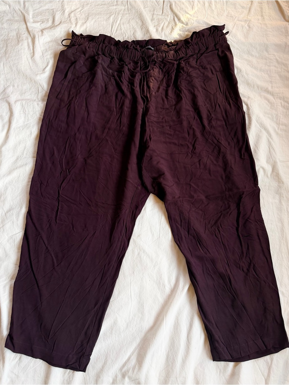 Eileen Fisher Women Drawstring Waist Plum Pants with pockets, and elastic